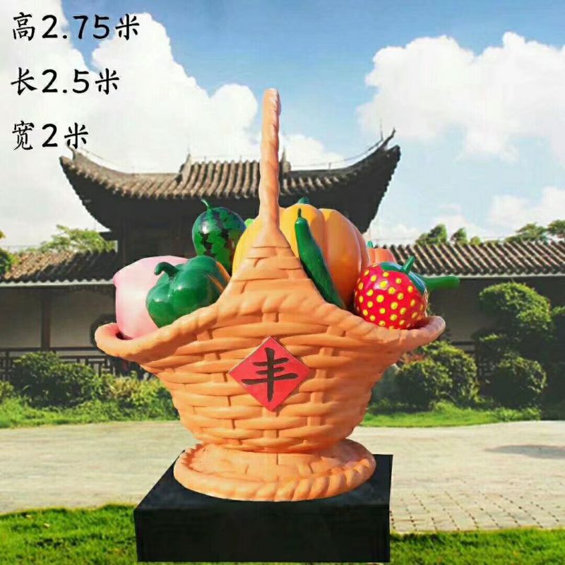 藝術(shù)果籃雕塑選定，拉絲工藝，水果果籃雕塑預(yù)定