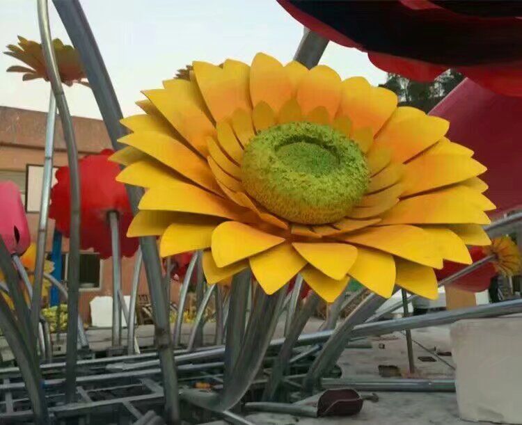 花籃雕塑制作承接，陸地擺件，城市廣場葵花花籃雕塑制造商