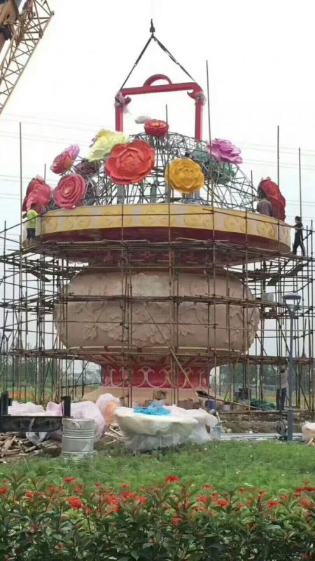 景觀花籃雕塑擺件優(yōu)選，陸地擺件，園林藝術不銹鋼花籃雕塑供應