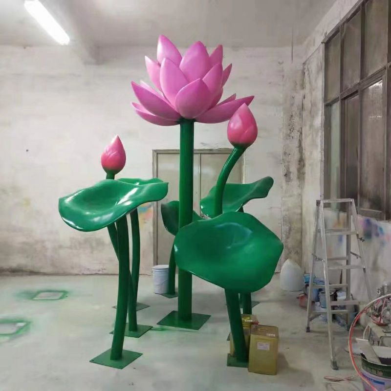 荷花雕塑觀賞型，露天雕塑，不銹鋼荷花雕塑訂做