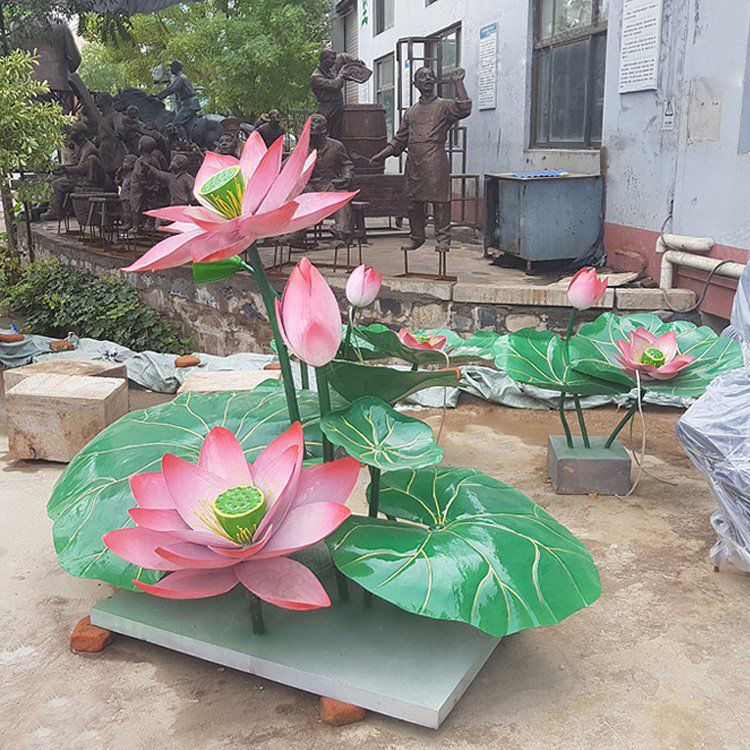 園林荷花雕塑標(biāo)準(zhǔn)，彩鋼制作，景觀荷花雕塑優(yōu)價(jià)