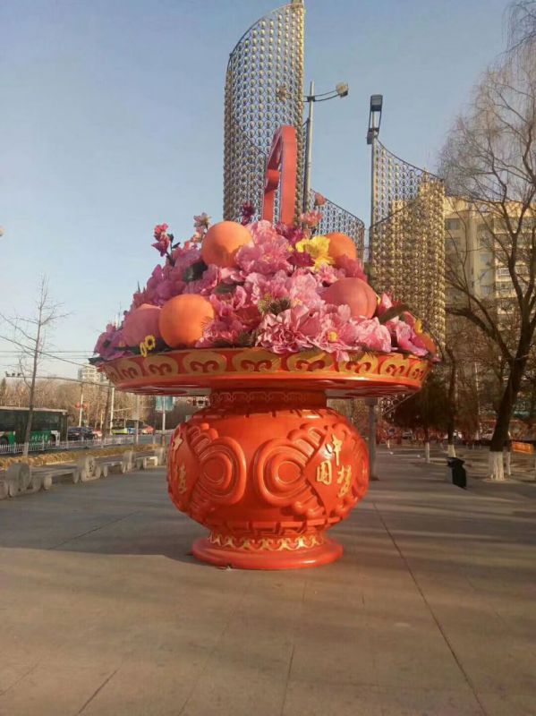 景觀花籃雕塑特供，標(biāo)識雕塑，旅游區(qū)花籃雕塑定制