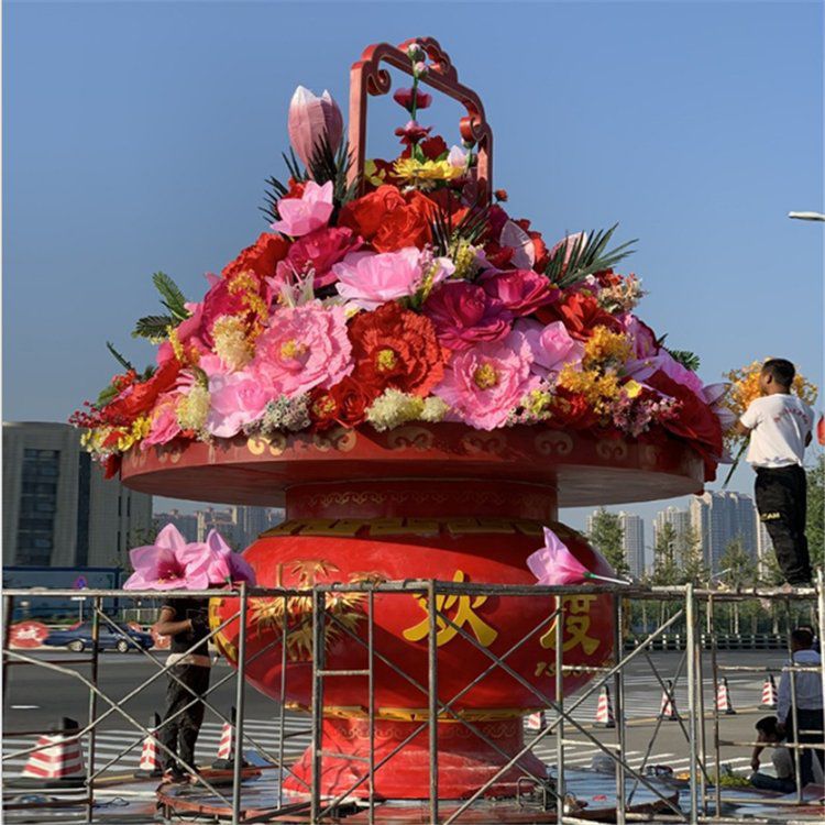 大型花籃雕塑定制，多彩藝術(shù)，城市花籃雕塑定價(jià)