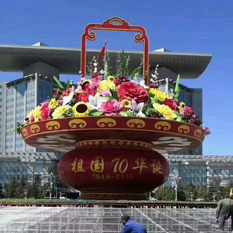 大型花籃雕塑選用，街道標(biāo)識，城市花籃雕塑定制