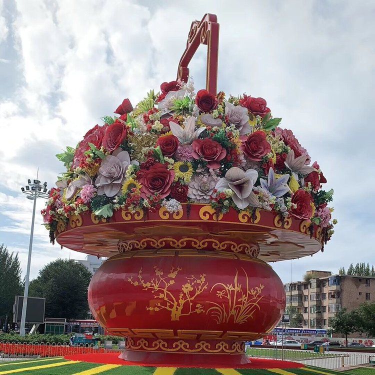 花籃雕塑常用，街道標(biāo)識，城市花籃雕塑制造商