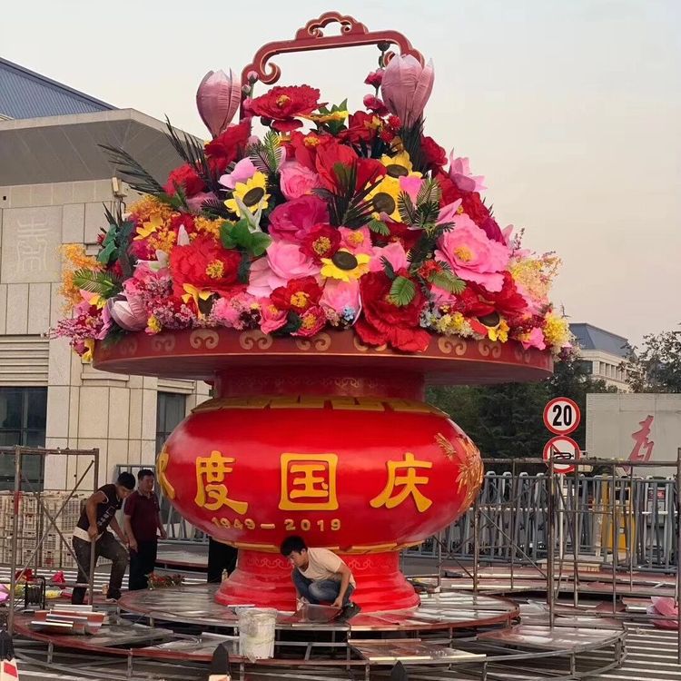 花籃雕塑制作觀賞型，室外軟裝，城市花籃雕塑承接